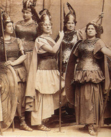 In Richard Wagner's opera "Die Walkure" (from the Cycle "Der Ring des Nibelungen"-"The Ring of the Nibelung"), the VALKYRIES are WOMEN WARRIORS and HEROIC FIGURES banding together in a POWERFUL SISTERHOOD retrieving the dead heroes slain in battle and carrying them to VALHALLA!