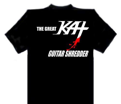 NEW  THE GREAT KAT "GUITAR SHREDDER" T-SHIRT! Large and XL Black T-Shirt
