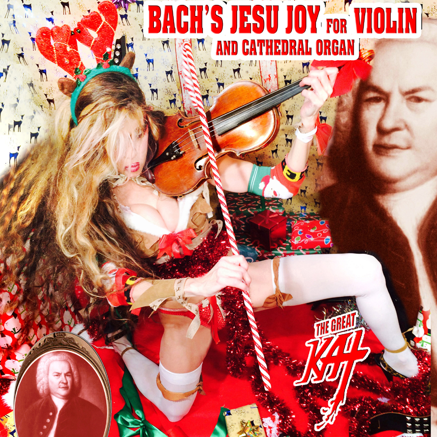 NEW! BACHS JESU JOY FOR VIOLIN AND CATHEDRAL ORGAN DIGITAL & CD SINGLE by THE GREAT KAT VIOLIN GODDESS! The Great Kat Violin Goddess performs 2 virtuoso lead violins with beautiful contrapuntal melodies and harmonies, showcasing Great Kats Juilliard trained violin chops, accompanied by a Cathedral Organ in this stunning new recording.