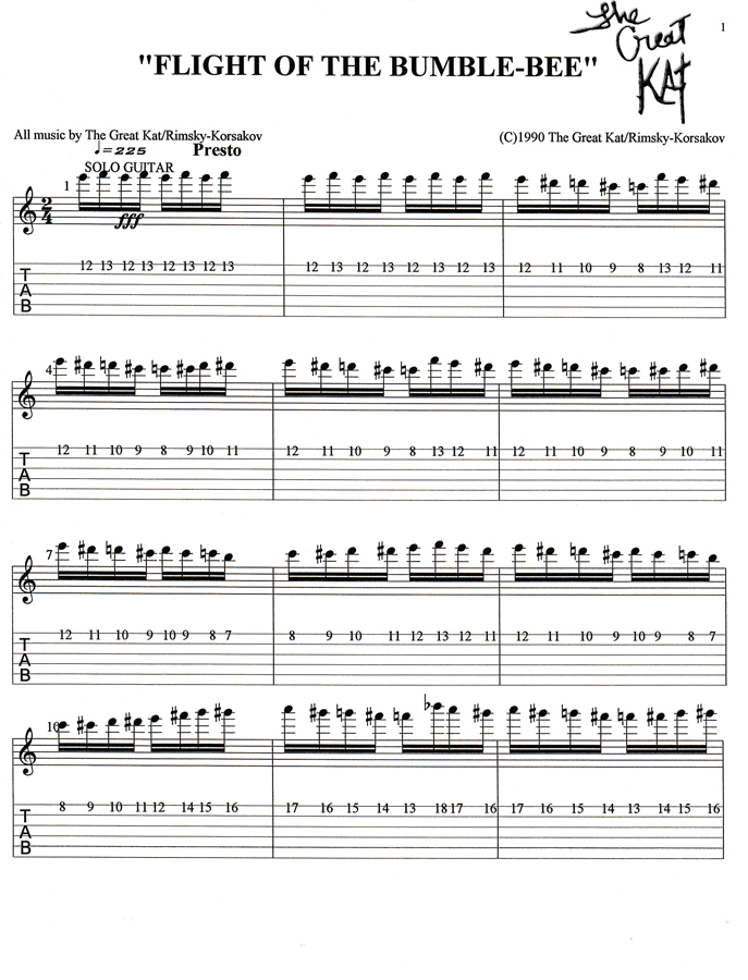 "FLIGHT OF THE BUMBLE-BEE" GUITAR TABLATURE!
