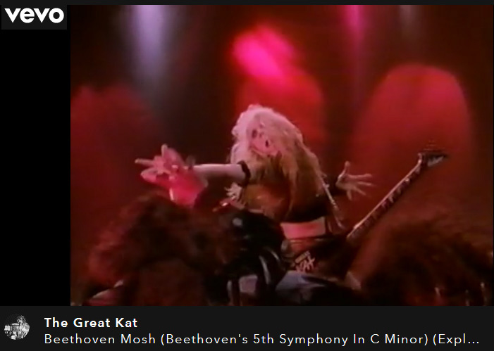 WARNER MUSIC RELEASES on VEVO & iTUNES VIDEOS THE GREAT KAT'S "BEETHOVEN MOSH" & "METAL MESSIAH" LEGENDARY MUSIC VIDEOS!!