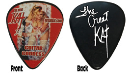 NEW "GUITAR GODDESS" Great Kat Guitar Pick!! Celluloid Black X-Heavy Gauge Guitar Pick with Full Color Great Kat Photo & Personalized autographed by The Great Kat