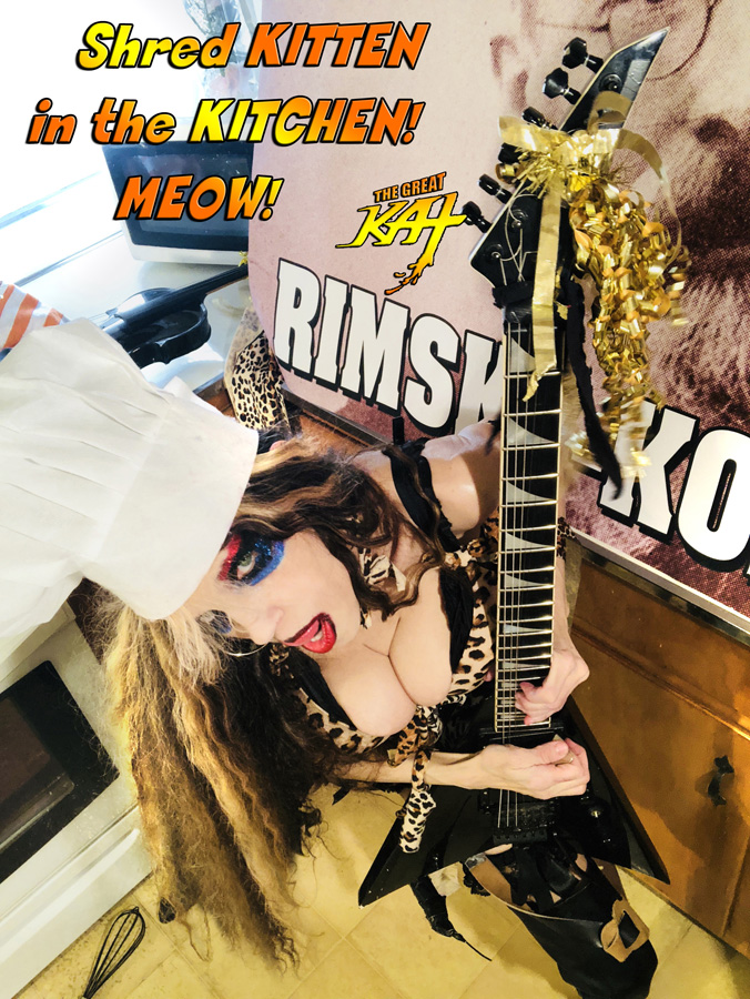 SHRED KITTEN IN THE KITCHEN! MEOW! From "CHEF GREAT KAT COOKS RUSSIAN CAVIAR AND BLINI WITH RIMSKY-KORSAKOV" VIDEO!!