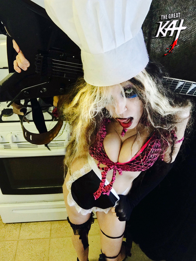 GUITAR BABE CHEF! From "CHEF GREAT KAT COOKS RUSSIAN CAVIAR AND BLINI WITH RIMSKY-KORSAKOV" VIDEO!