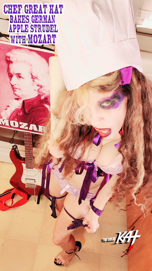 CHEF GREAT KAT BAKES GERMAN APPLE STRUDEL WITH MOZART VIDEO! From CHEF GREAT KAT BAKES GERMAN APPLE STRUDEL WITH MOZART VIDEO!