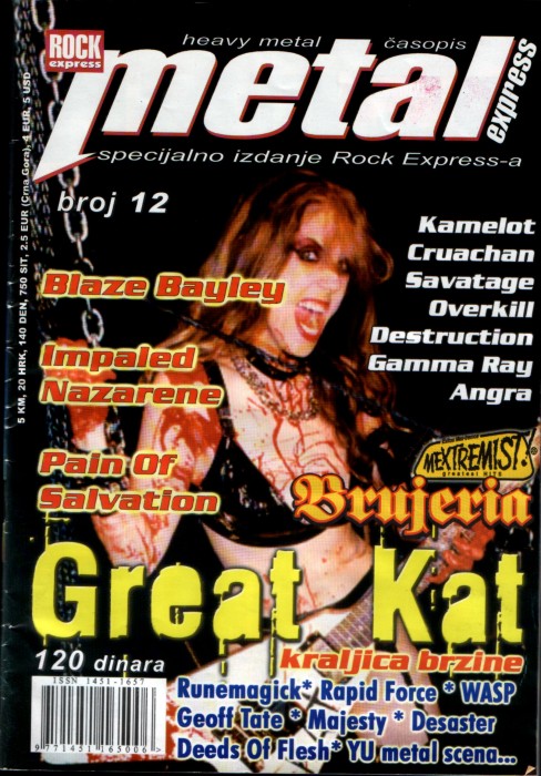 The Great Kat on the Cover of "METAL EXPRESS"