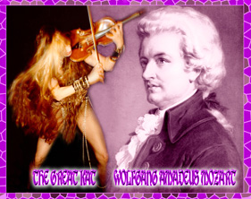 THE GREAT KAT! WOLFGANG AMADEUS MOZART! The Great Kat (Katherine Thomas) is the recipient of a German violin made in 1850 from THE FRIENDS OF MOZART SOCIETY.