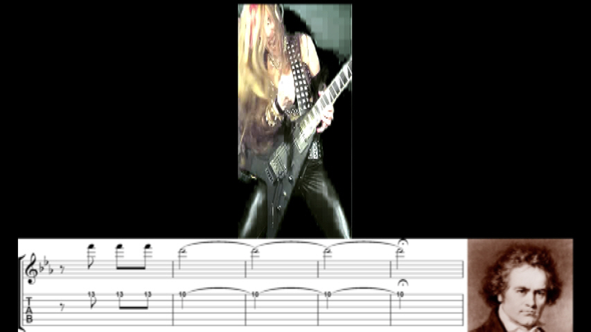 THE GREAT KAT GUITAR SHREDDING/TABLATURE/MUSIC NOTATION PHOTOS from BEETHOVEN'S "5th SYMPHONY"