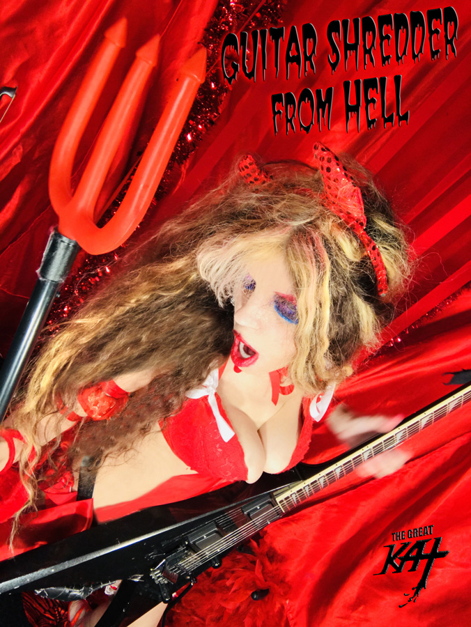 GUITAR SHREDDER from HELL!! THE GREAT KAT'S BAZZINI'S THE ROUND OF THE GOBLINS SINGLE PROMO VIDEO