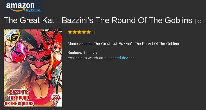 AMAZON PREMIERES THE GREAT KATS NEW MARDI GRAS MUSIC VIDEO: BAZZINI'S "THE ROUND OF THE GOBLINS"! LET THE GOOD TIMES ROLL!! World Premiere Free on Amazon Prime at https://www.amazon.com/dp/B01N382ZYX/  Starring The Great Kat & MARDI GRAS & Hot CARNIVAL Madness! GREAT KAT'S High-Speed Blistering CLASSICAL VIOLIN (Juilliard grad Carnegie Recital Hall Soloist) & SHRED GUITAR (Top 10 Fastest Shredders Of All Time!) FAT TUESDAY Debauchery!  Bead-Throwing, Kat Krewe, King Cakes, Masks, All-Male Mardi Gras Band & More! From Upcoming DVD! WATCH Free on Amazon Prime: https://www.amazon.com/dp/B01N382ZYX/ 