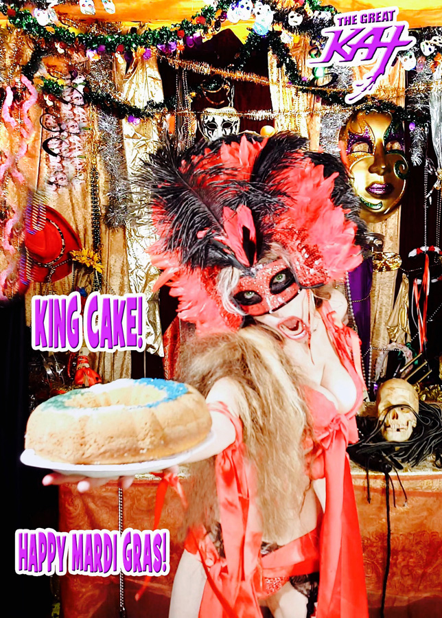KING CAKE! HAPPY MARDI GRAS!! from BAZZINI'S "THE ROUND OF THE GOBLINS" NEW GREAT KAT MUSIC VIDEO!