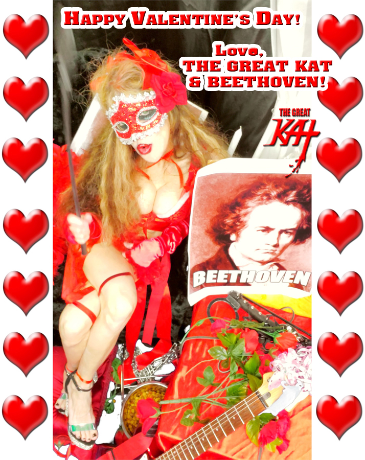 HAPPY VALENTINE'S DAY! LOVE, THE GREAT KAT & BEETHOVEN!! BEETHOVEN'S VIOLIN CONCERTO for GUITAR AND VIOLIN! From NEW BEETHOVEN RECORDING AND MUSIC VIDEO! CELEBRATE BEETHOVEN'S 250TH BIRTHDAY-DEC 16, 2020-with THE GREAT KAT REINCARNATION of BEETHOVEN! 