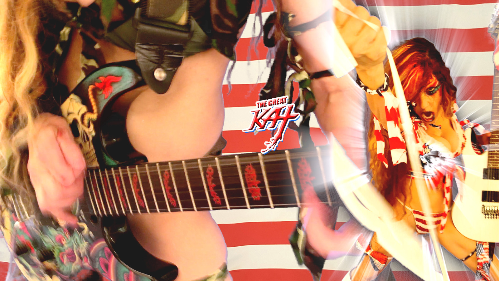 FIERCELY PATRIOTIC SHREDDER THE GREAT KAT!  From The Great Kat's "TERROR" MUSIC VIDEO!