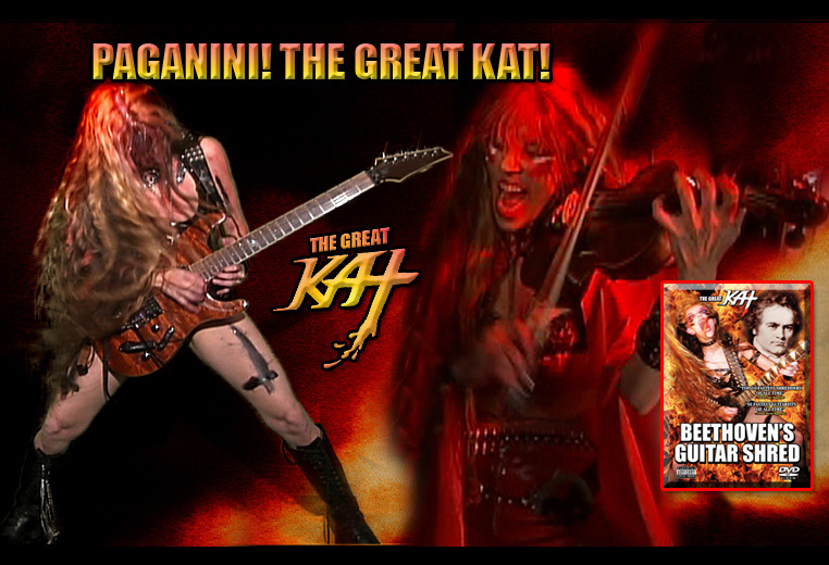 PAGANINI'S CAPRICE #24 - THE GREAT KAT TV COMMERCIAL for BEETHOVEN'S GUITAR SHRED DVD! PAGANINI & THE GREAT KAT - HISTORY'S ONLY DOUBLE GUITAR/VIOLIN VIRTUOSOS!