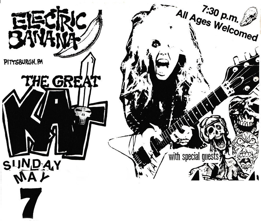 "WORSHIP ME OR DIE!" ERA'S THE GREAT KAT'S HYPERSPEED TOUR POSTER for SHOW at ELECTRIC BANANA in PITTSBURGH, PA!
