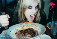 BEHIND THE SCENES - AFTER Grueling Shred Rehearsal: THE GREAT KAT, BLOODY MEAT LOVER, DEMOLISHES STEAK & FRIES! (STEAK NEVER HAD A CHANCE!)!