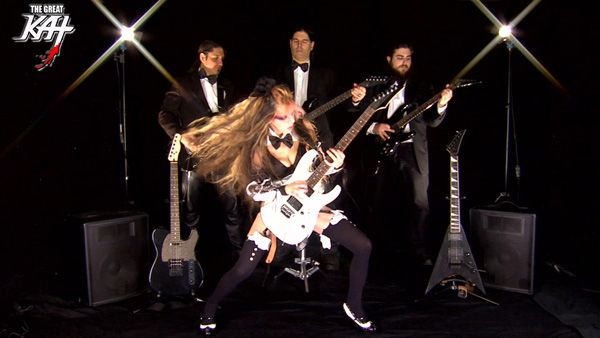 ITUNES PREMIERES THE GREAT KATS NEW "WILLIAM TELL OVERTURE" MUSIC VIDEO (famous Lone Ranger Theme Song) from UPCOMING New Great Kat ShredClassical DVD! Starring THE GREAT KAT Shredding on Guitar And Violin with her ALL-MALE RHYTHM GUITAR SYMPHONY, With WILLIAM TELL (Legendary Virtuoso Marksman) & GESSLER (the Austrian Overlord)!