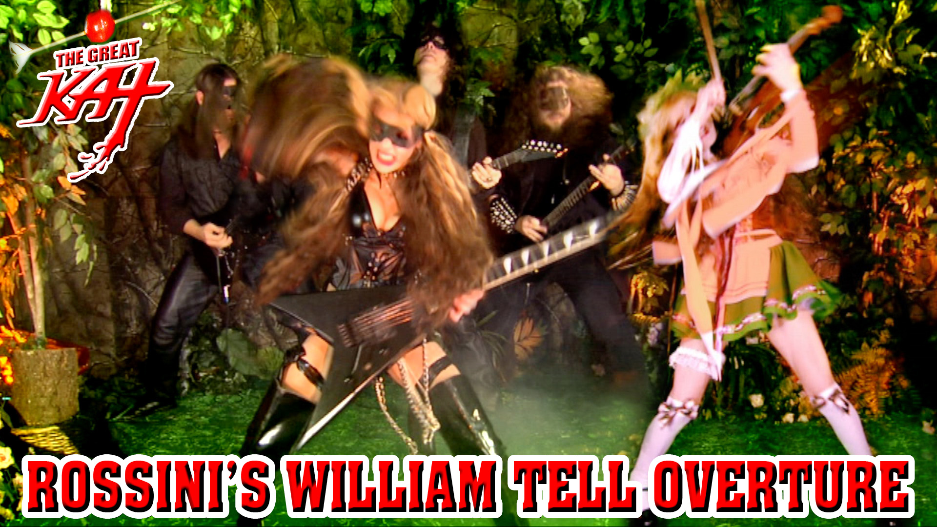 HI-YO SILVER!! WATCH FREE on AMAZON PRIME ROSSINI'S "WILLIAM TELL OVERTURE" - MUSIC VIDEO FROM THE GREAT KAT'S Upcoming DVD!  Free on Amazon Prime: https://www.amazon.com/Great-Kat-William-Tell-Overture/dp/B01MA3QE40/ "WILLIAM TELL OVERTURE" ("LONE RANGER" Theme Song) MUSIC VIDEO brings the Legend of William Tell to life, starring THE GREAT KAT, the LONE SHREDDER, performing VIRTUOSO SHRED Guitar AND Violin and conducting her HOT ALL-MALE BAND! WATCH FREE on AMAZON PRIME at https://www.amazon.com/Great-Kat-William-Tell-Overture/dp/B01MA3QE40/ 
