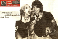 "THE GREAT KAT AND FELLOW GUITARIST JACK STARR" in THE GREAT KAT INTERVIEW in LONG ISLAND ENTERTAINMENT MAGAZINE