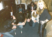 WORSHIPPING KAT PHOTO! Monte Conner & Slaves PRAYING to The Great Kat High Priestess Of Guitar Shred in NYC!