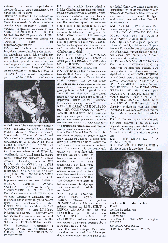The Great Kat Interview in "My Darkest Dream" Magazine