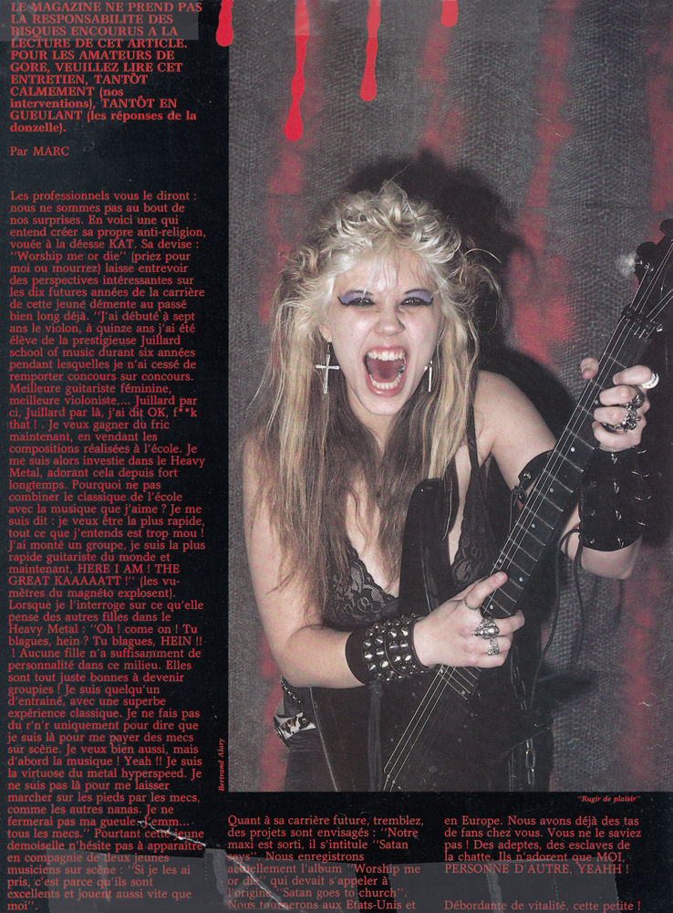 THE GREAT KAT INTERVIEW in FRENCH MAGAZINE!