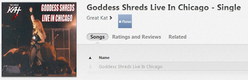 PRE-ORDER on iTUNES! THE GREAT KATS GODDESS SHREDS LIVE IN CHICAGO SINGLE NOW on iTUNES at https://itunes.apple.com/us/album/goddess-shreds-live-in-chicago/id924614060. The Great Kat Guitar Goddess ("Top 10 Fastest Shredders Of All Time") Shreds Live In Chicago on this famous insane shred guitar performance! OBEY YOUR GODDESS AND PRE-ORDER NOW at https://itunes.apple.com/us/album/goddess-shreds-live-in-chicago/id924614060
