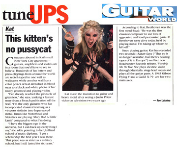 GUITAR WORLD MAGAZINE'S INTERVIEW WITH THE GREAT KAT! "KAT. THIS KITTEN'S NO PUSSYCAT"!