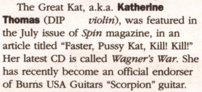 The Great Kat in The Juilliard Journal, Sept. 2003