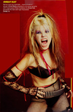 KERRANG MAGAZINE'S INFAMOUS INTERVIEW WITH THE GREAT KAT! "GREAT KAT. Not so much as an interview.....more a tirade of abuse! Chris Watts attempts to converse sensibly with Hyperspeed Metal Goddess the Great Kat and finds the task well nigh impossible." - Kerrang Magazine