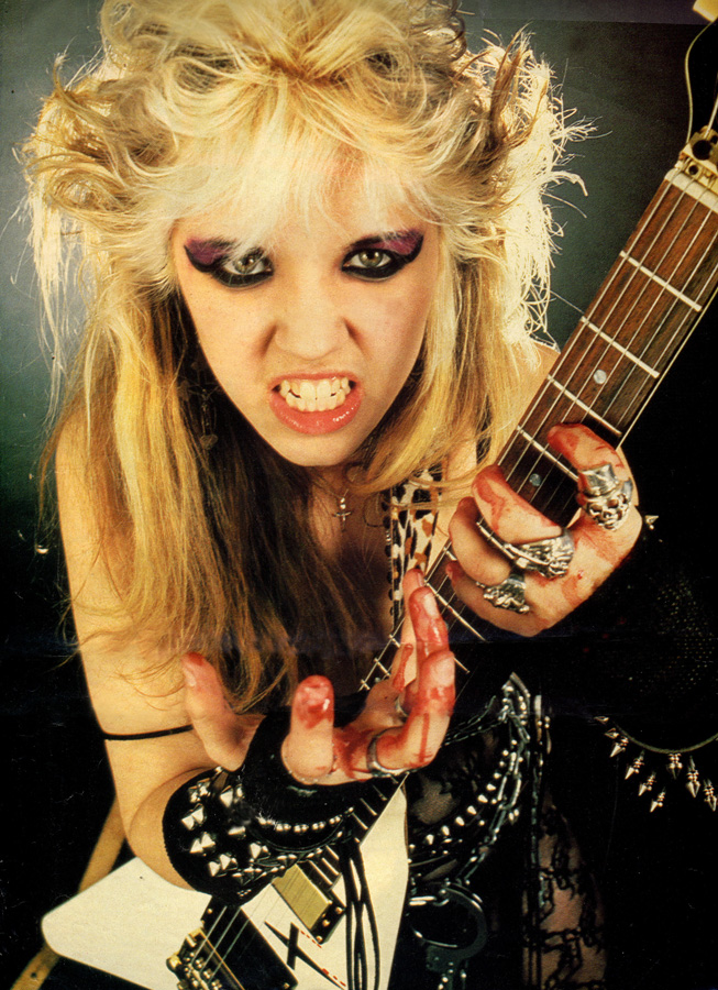 THE GREAT KAT HIGH PRIESTESS OF GUITAR SHRED POSTER IN KERRANG MAGAZINE!