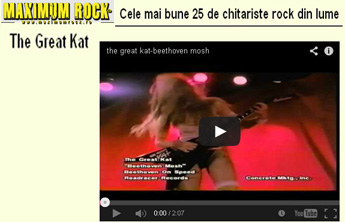 MAXIMUM ROCK MAGAZINE NAMES THE GREAT KAT "THE 25 BEST ROCK GUITARISTS IN THE WORLD"! "The Great Kat" ("Beethoven Mosh")