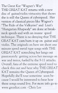 "Wagner's War" CD Review in NRR Music Zine