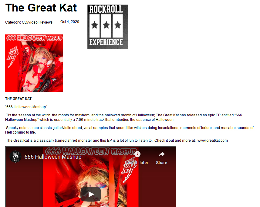 NEW on StatikNoize: "LOOKING BACK: The Great Kat  Worship Me Or Die" https://statiknoizeblog.wordpress.com/2019/11/04/worship-me-or-die/ "Straight out of the gate, with Metal Messiah barreling into my ear canals, I was just as hooked sonically as I was visually back in the record store. And the onslaught raged on. Death to You, Satan Goes to Church, Worship Me or Die, Demons, boom, boom, boom; it never let up. Finally, that intense image that first drew me in finally had a voice, and it was a massive voice, indeed. The Great Kat has gone on to earn dozens of accolades for her musical capabilities and her unique marriage of speed metal with classical music. Shes become so synonymous with the neo-classical guitar shred scene. Worship Me or Die was extreme in 1987 and its still extreme in 2019." - StatikNoize, https://statiknoizeblog.wordpress.com/2019/11/04/worship-me-or-die/