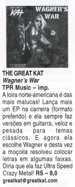 "Wagner's War" CD Review in Rock Underground Magazine