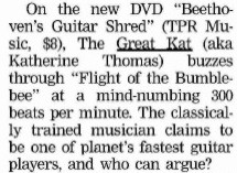THE GREAT KAT'S "BEETHOVEN'S GUITAR SHRED" DVD FEATURED IN SAN ANTONIO EXPRESS-NEWS
