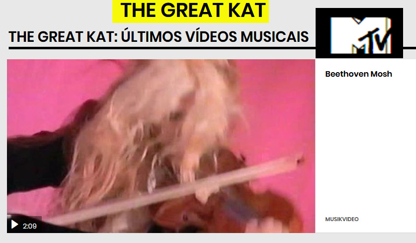 NEW! MTV BRAZIL FEATURES THE GREAT KAT'S "BEETHOVEN MOSH" LEGENDARY MUSIC VIDEO!