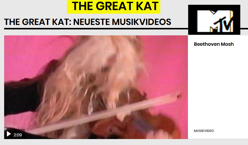 NEW! MTV GERMANY  FEATURES THE GREAT KAT'S "BEETHOVEN MOSH" LEGENDARY MUSIC VIDEO!