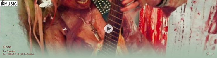 APPLE MUSIC is NOW STREAMING The Great Kat's "BLOOD" MUSIC VIDEO!