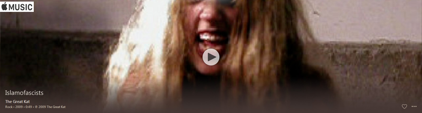 APPLE MUSIC is NOW STREAMING The Great Kat's "ISLAMOFASCISTS" MUSIC VIDEO