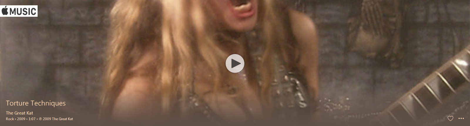 APPLE MUSIC is NOW STREAMING The Great Kat's "TORTURE TECHNIQUES" MUSIC VIDEO!