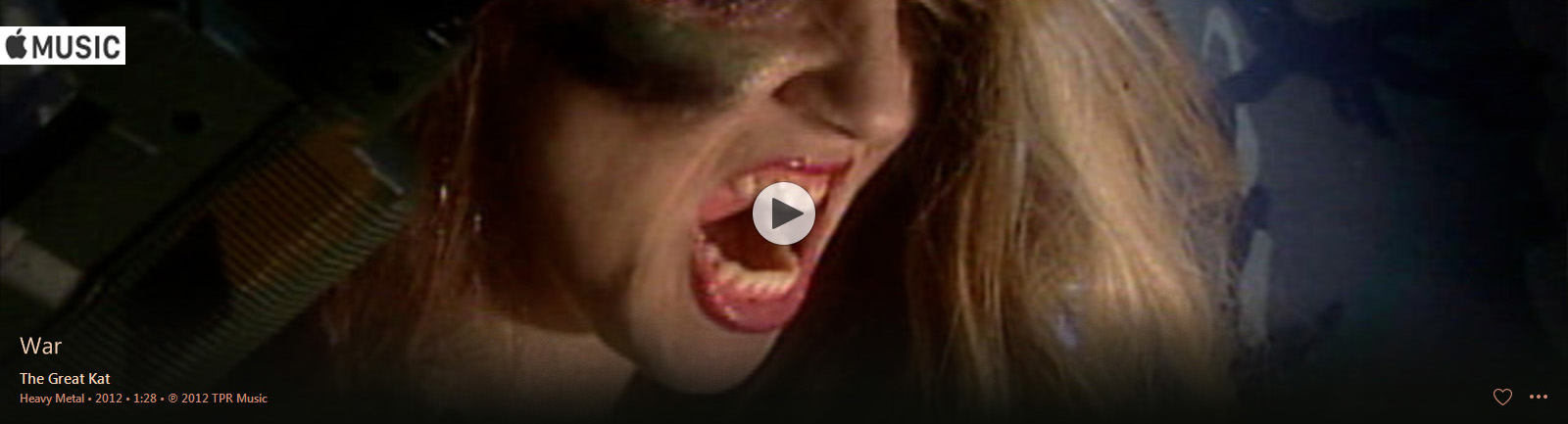 APPLE MUSIC is NOW STREAMING The Great Kat's "WAR" MUSIC VIDEO!