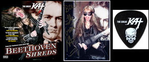 LABOR DAY SALE! PACKAGE OF 3 ONLY $9! THE GREAT KATS HIGHLY-ACCLAIMED NEW "BEETHOVEN SHREDS" CD & HOT S&M MASKED GREAT KAT 8x10 AUTOGRAPHED COLOR PHOTO & "SKULL" GUITAR PICK!