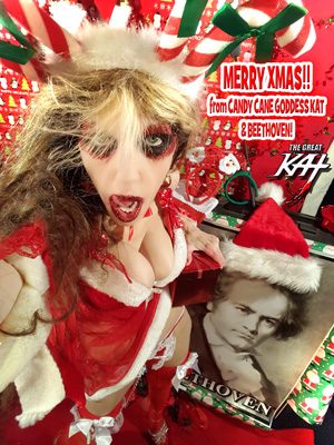MERRY XMAS!! from CANDY CANE GODDESS KAT & BEETHOVEN! From Today, Dec. 13, 2016 SANTA BEETHOVEN Photo Shoot! PERSONALIZED AUTOGRAPHED 8x10 HOT KAT Photo! $6