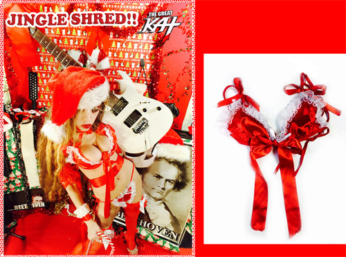 KAT COLLECTIBLE! ONLY 1 AVAILABLE: SANTA BRA WORN & SHREDDED on by THE GREAT KAT, DEC 13, 2016 at SANTA BEETHOVEN HOLIDAY Photo Shoot & "JINGLE SHRED!!" 8x10 HOT KAT PHOTO! ALL PERSONALIZED AUTOGRAPHED by THE GREAT KAT! ONLY $49
